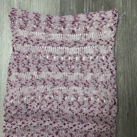 Brownie Pink Metallic Knit Side Slit Skirt - Picture 2 of 7